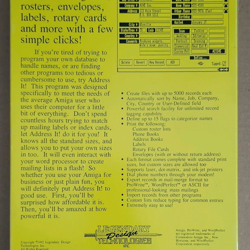 Address-It (Amiga) like new, complete in box