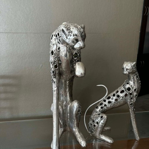 Set of 2 porcelain panthers new