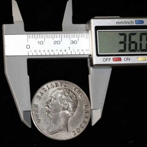 5 Drachma Coin 1851 Otto Silver 750 Fine New