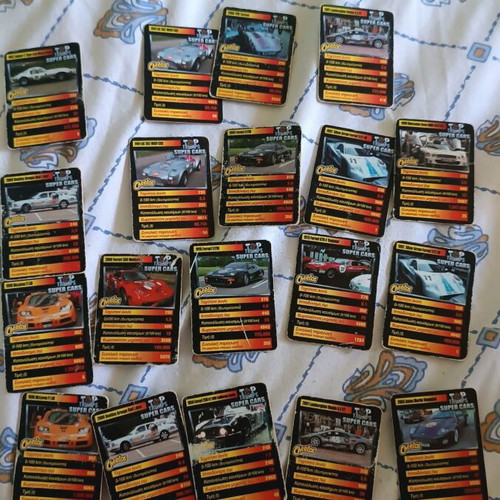 Top Trumps Super Cars card game used, 19 cards