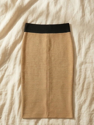 Lynne striped pencil midi skirt like new, size XS, black and beige