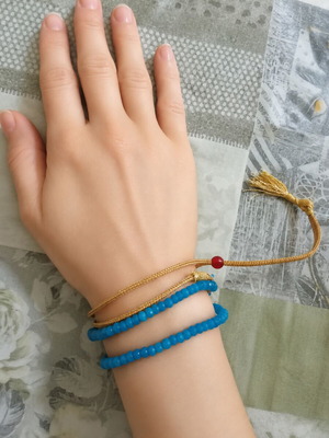 Handmade necklace, bracelet, and komboloi from genuine Iranian stone
