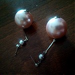  Κρεμαστά αρθρωτά σκουλαρίκια με ροζέ ακρυλική πέρλα (Φο μπιζού, faux bijoux)