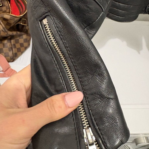 Zara μαύρο πανωφόρι μπουφάν biker γνήσιο δέρμα μεταχειρισμένο