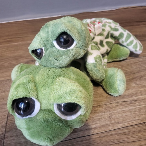 Plush turtles set of 2 like new, one is a case