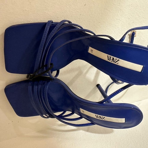 Zara blue sandal new, 10 cm heel