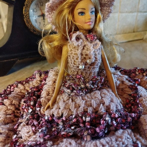 Doll with handmade dress and hat new