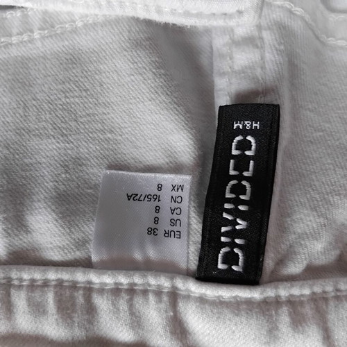 H&M Divided White High-Waisted Cotton Stretch Pants M 38 Like New