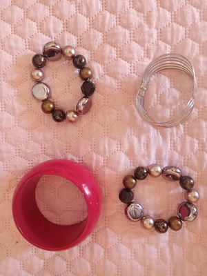 Abel & Lula bracelets used, set of 4, red and brown