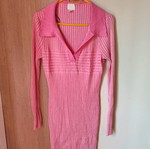 Ribbed fitted pink bubblegum dress H&M new, size L