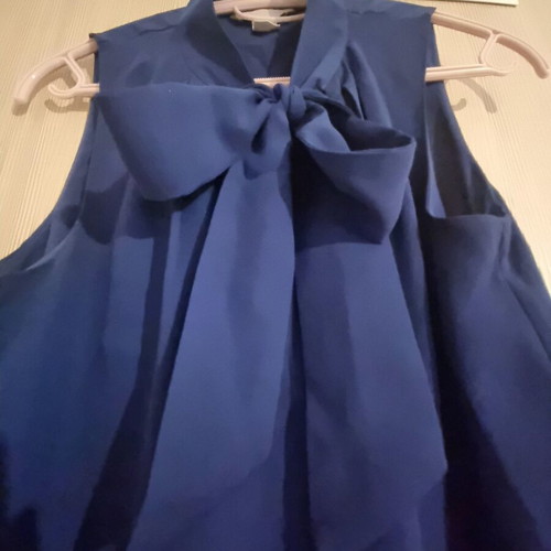 H&M Sleeveless Short Dress With Neck Tie Used, Blue