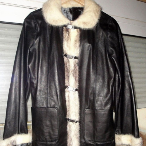 Handmade reversible leather and real fur coat, size M