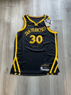 Nike Steph Curry San Francisco Golden State Warriors jersey new size Large black gold