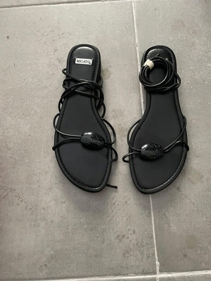 Migato Black Flat Lace-Up Sandals New