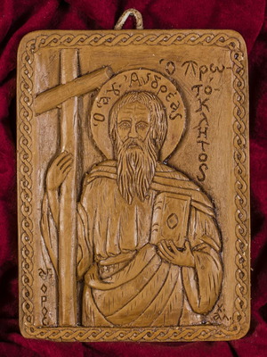 St. Andrew icon made of wax, mastic and incense