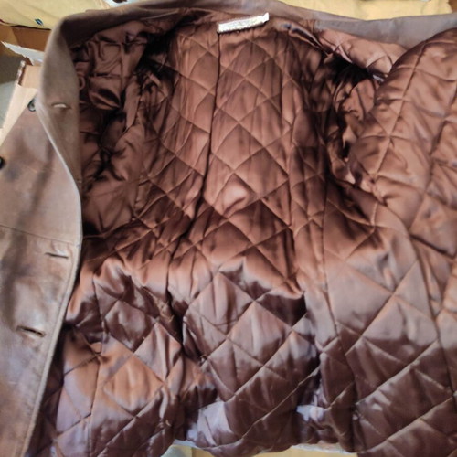 Chevignon brown leather jacket used, oiled leather, vintage ’90s