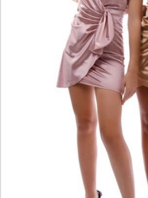 Mini satin dress pink new, wrap with strap