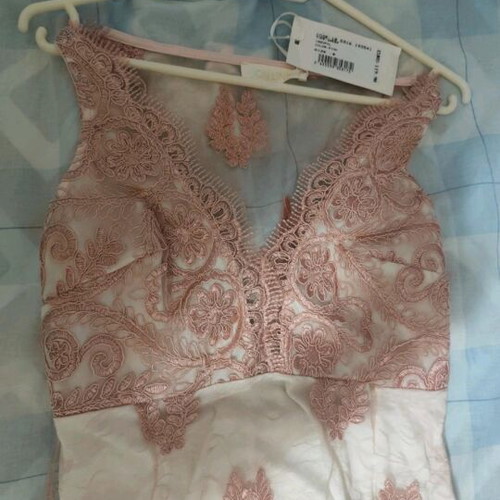 Dress with embroidery and lace pink new On Line, size S