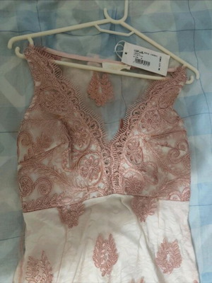 Dress with embroidery and lace pink new On Line, size S