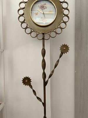 Floor clock handmade solid metal like new