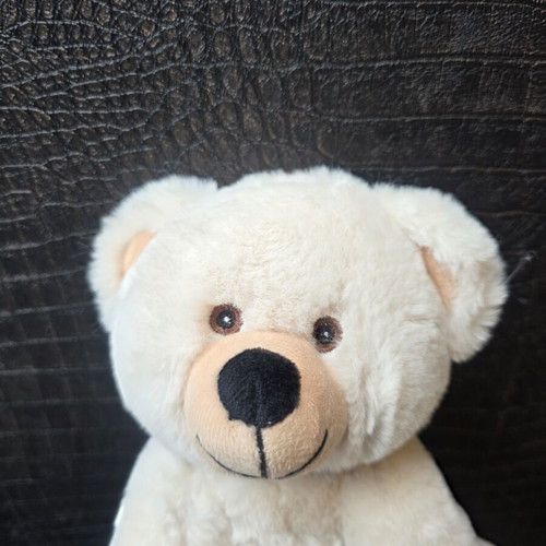 MiniFeet teddy bear, 100% recycled, with label, white