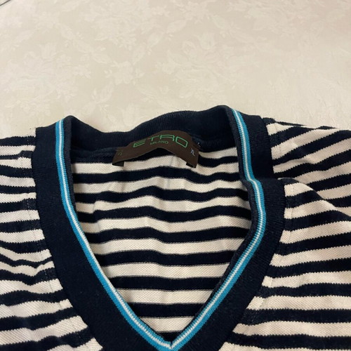 Etro Milano striped navy blue mariniera blouse XL used