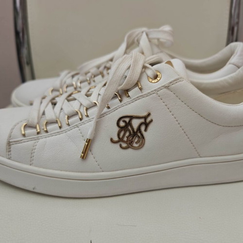 Siksilk leather shoes, white, size 43