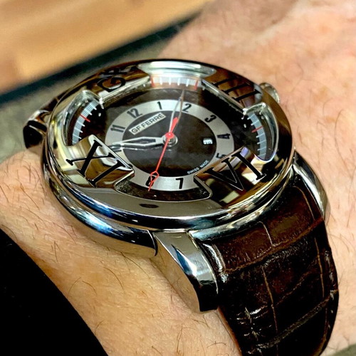GF.FERRE 45mm watch used with sapphire crystal and leather strap