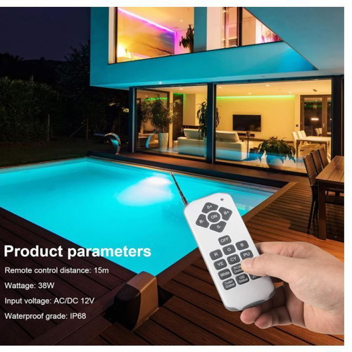 Kingwen Underwater LED Pool Light 38W RGBW, like new, with remote