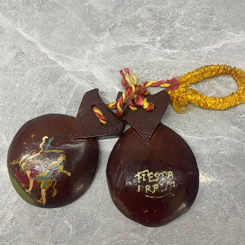 Hand-Painted Wooden Castanets Fiesta Brava used