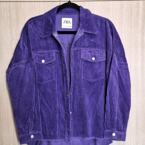 Zara purple corduroy overshirt new, with pockets, size XS-S/M