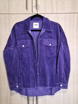 Zara purple corduroy overshirt new, with pockets, size XS-S/M