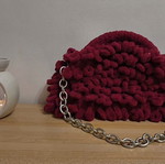 Puffy bag handmade from scratch, red, new