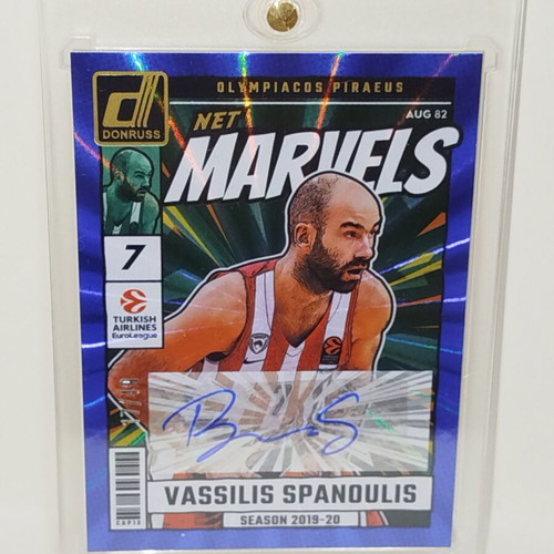 Donruss Euroleague NET Marvels 2024-25 Blue Laser signed card Vassilis Spanoulis