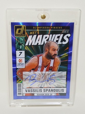 Donruss Euroleague NET Marvels 2024-25 Blue Laser signed card Vassilis Spanoulis