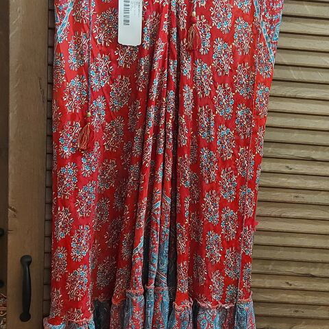 Celestino midi dress with open back, new, red, viscose
