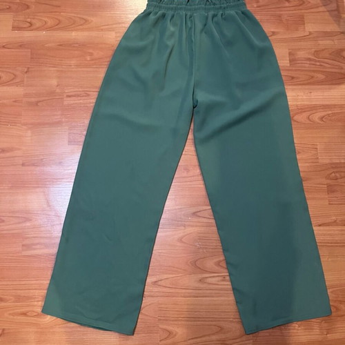 Viscose pants XL like new, dark green, high waist with elastic and drawstring