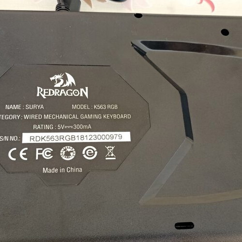 Redragon Keyboard fullsize with blue switches used, armrest, wired
