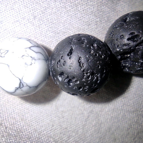 Howlite and Lava Stone Bracelet new with elephant bead