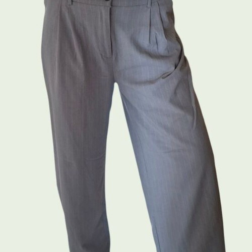 Pink Woman Grey Striped Wide Leg Pants L Used