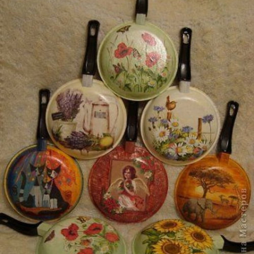Frying pan 27cm used, for crafts with decoupage