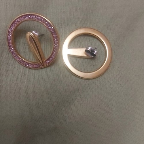 Steel earrings pink and gold like new