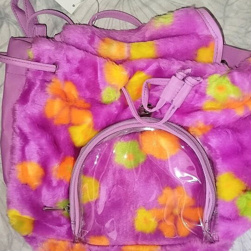 Backpack new purple with flowers