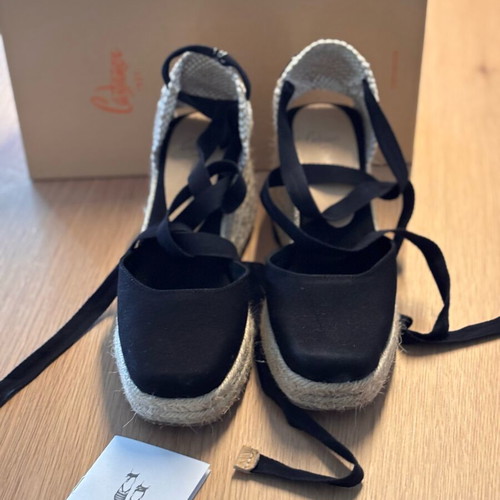 Castaner Tina Black Espadrilles Square Toe size 38 like new