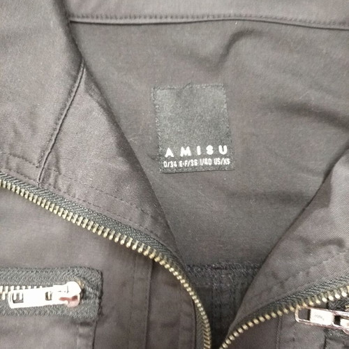 Amisu women's satin jacket, military style with zippers and metal buttons