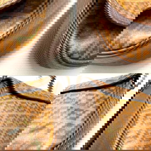 Fendi винтидж чанта тип кросбоди с класически 80-те мотиви употребявана, сива и бежова