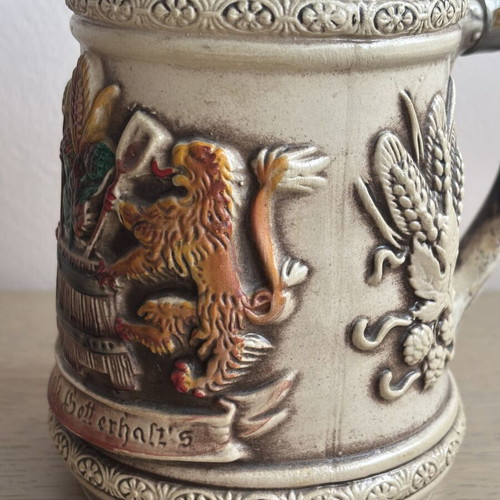 Vulkan Keramik Vintage German Beer Stein like new with pewter lid