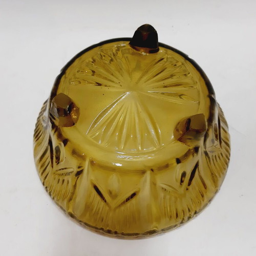 Vintage amber glass bowl from Czechoslovakia like new, 20.5 cm