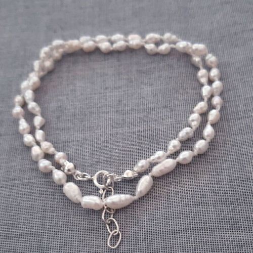 Jasmine Necklace with Natural Pearls and 925 Silver Handmade New