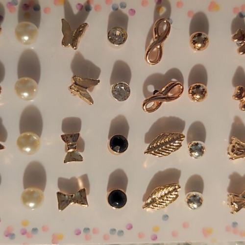 Stud earrings new, gold and silver tone fashion jewelry